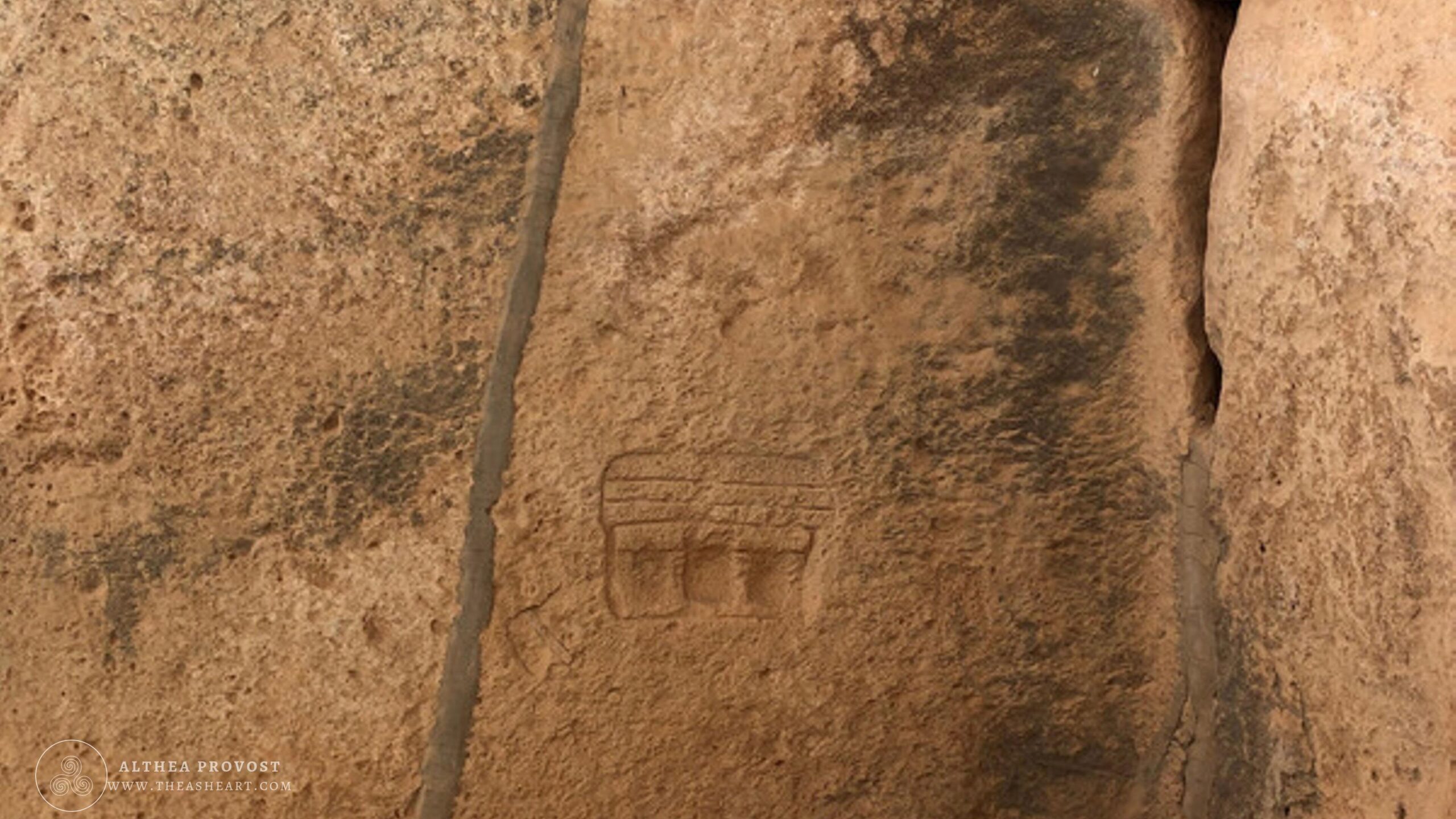 Starseed Malta Adventure 2019 — carved temple imprint at Ħaġar Qim showing the ancient architectural outline on stone.