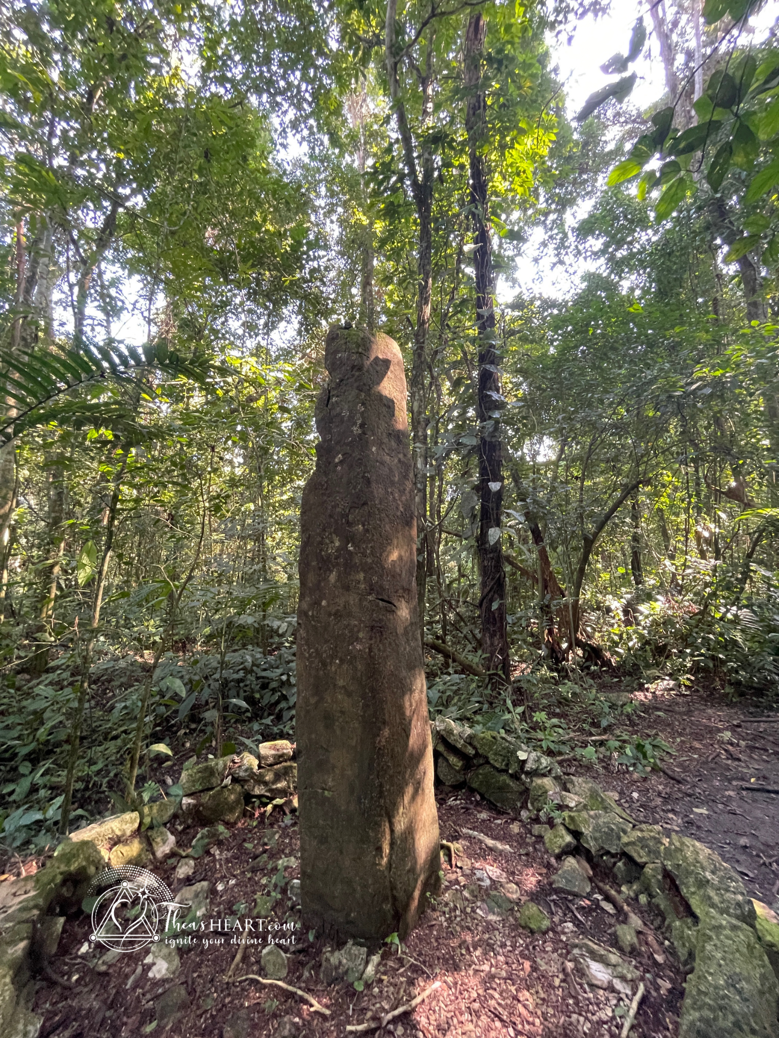 Palenque — the only standing stone at Palenque’s temple complex photographed by Althea Provost.