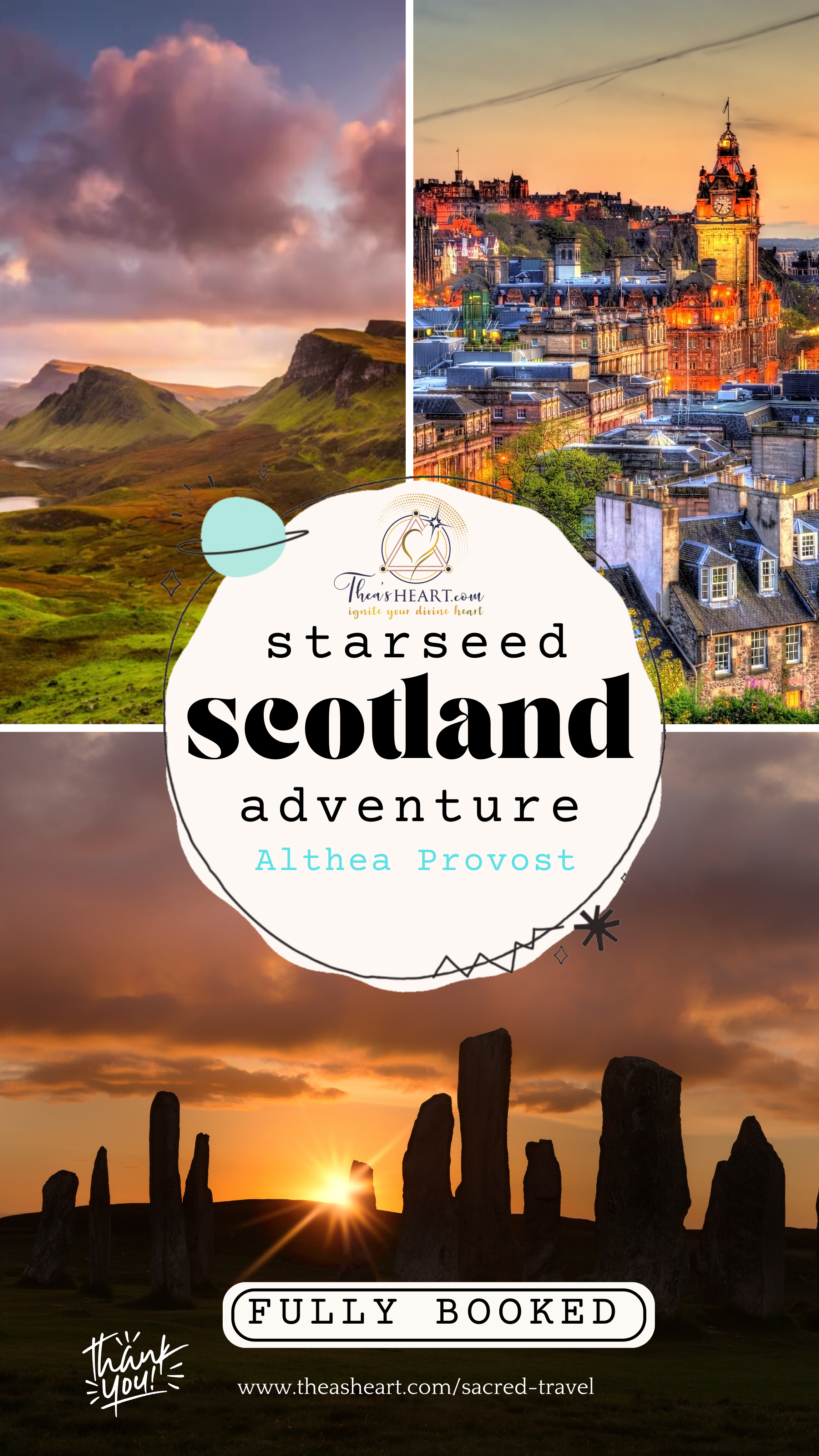 Starseed Scotland Adventure video image - Thea's Heart Starseed Scotland Adventure 2025 with Althea Provost — a sold‑out Summer Solstice journey including ceremony at the Callanish Stone Circle, visits to the beaches of Harris, explorations in Edinburgh’s Old Town, Rosslyn Chapel, an ancient Midlothian forest, and ancient goddess sites across Scotland.