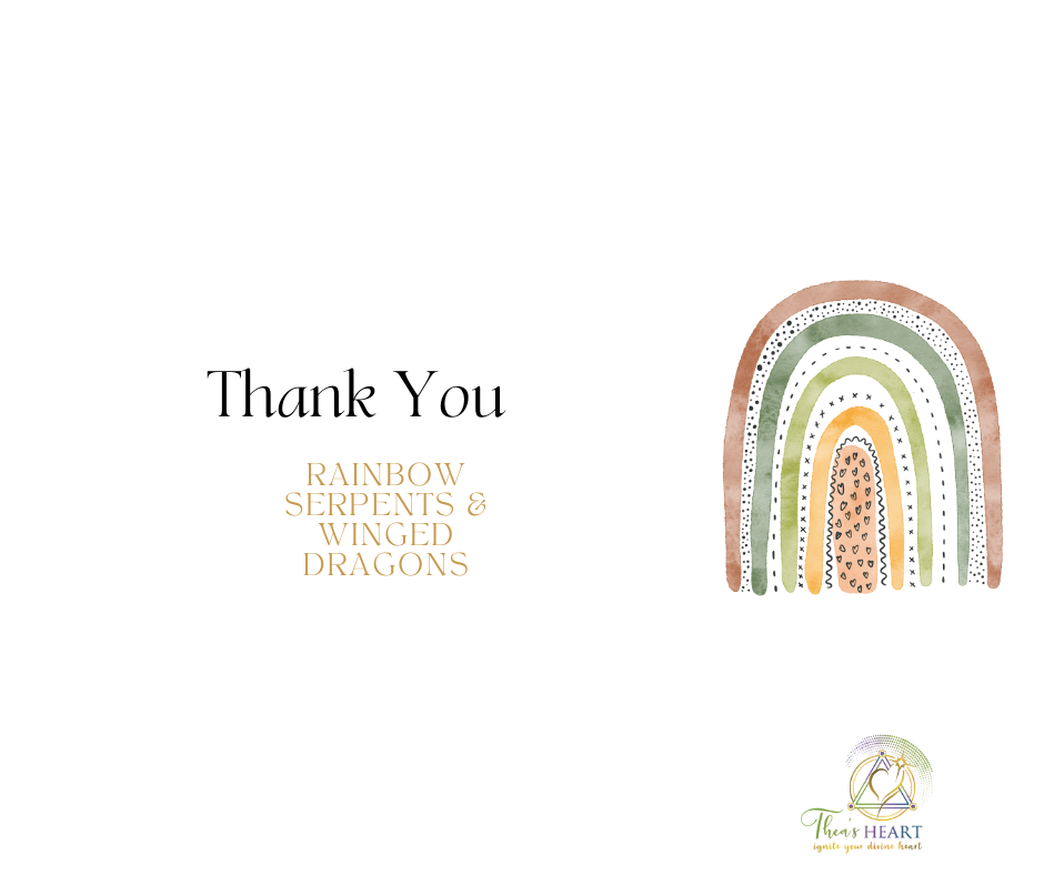 Thank you card for Rainbow Serpents and Winged Dragons course by Althea Provost