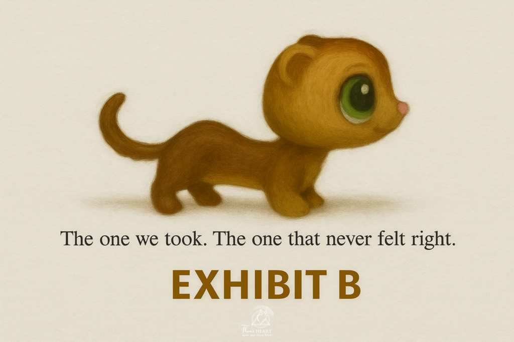 Inspector Provost_Case File 005_Exhibit B_Side-View Ferret — Stylized image of a Littlest Pet Shop ferret facing right, with a long tail and green eye, representing the second ferret that tested Inspector Provost’s momentum.