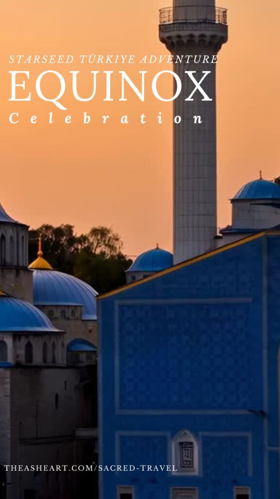 Sacred Travel with Althea Provost — Starseed Türkiye Adventure, featuring the Blue Mosque in Istanbul at sunset.