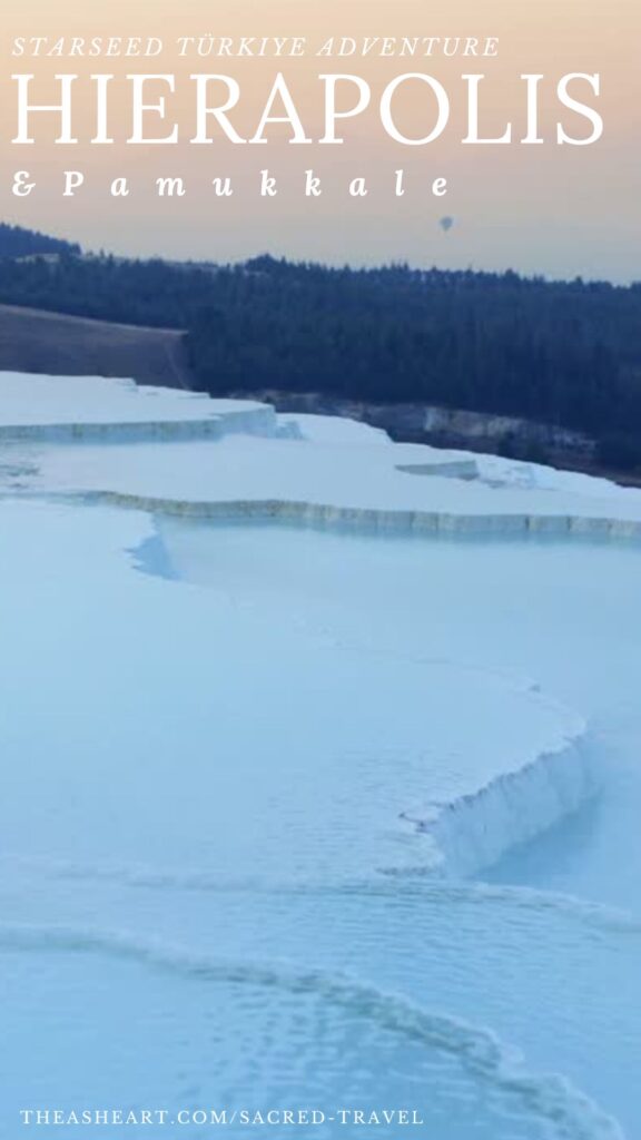 Sacred Travel with Althea Provost — Starseed Türkiye Adventure, featuring the travertine terraces of Pamukkale at soft blue sunset.