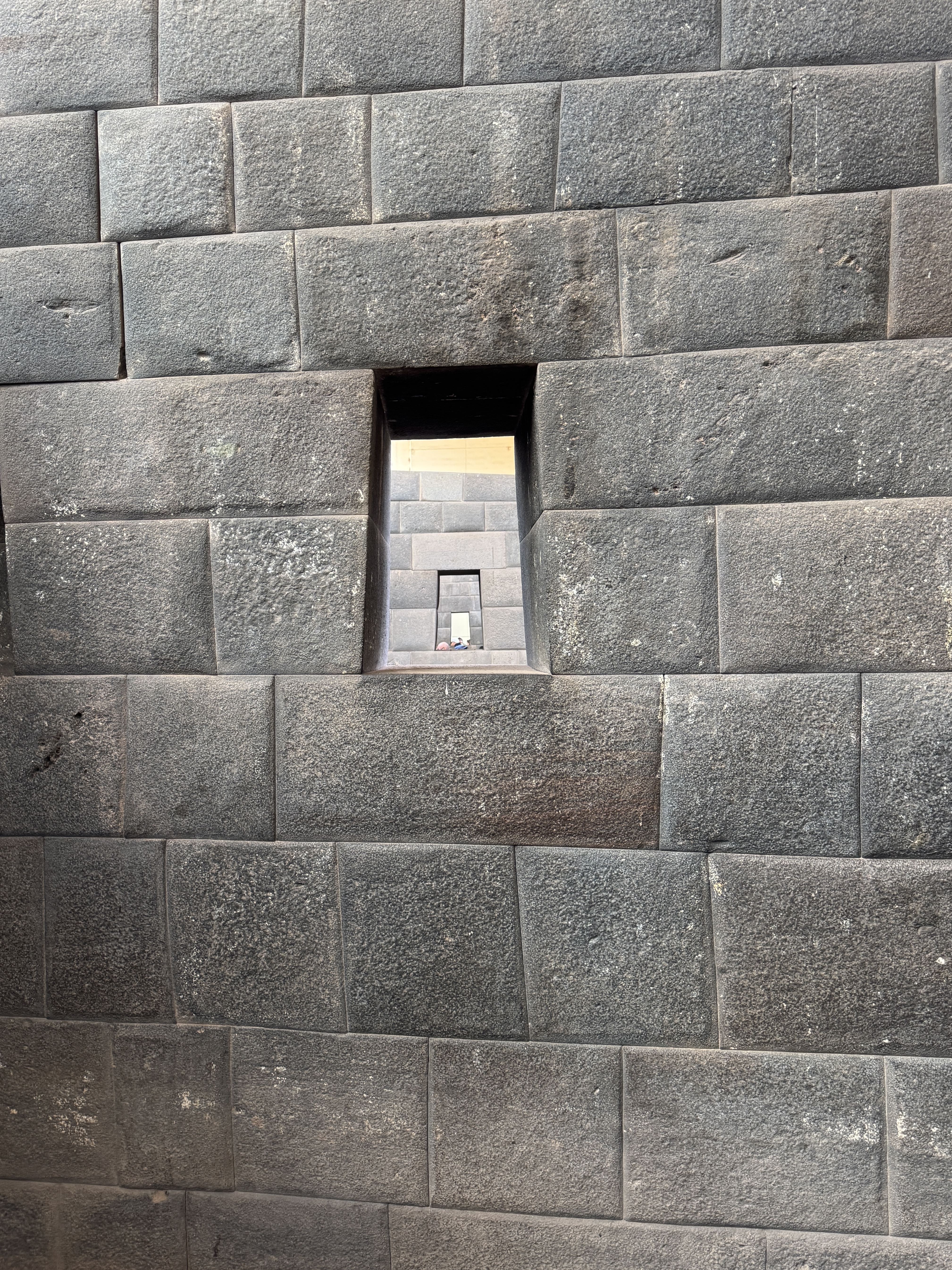 Misaligned temple window inside the Temple of Lightning at Coricancha, photographed by Althea Provost during the Starseed Peru Adventure 2025, revealing the Living Architecture still present beneath the site’s colonial alterations.
