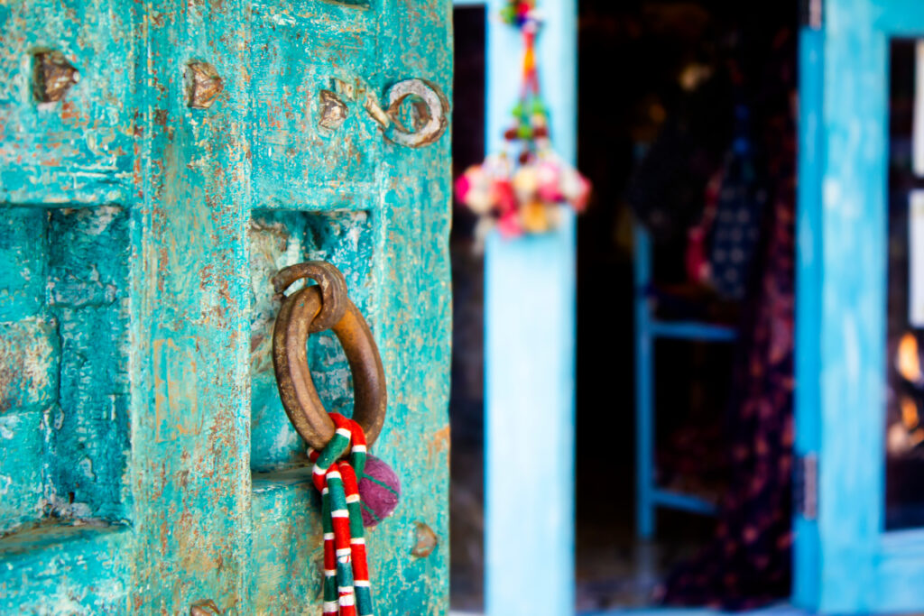 Starseed Bhutan Adventure with Althea Provost Bhutan style door with traditional ring handle